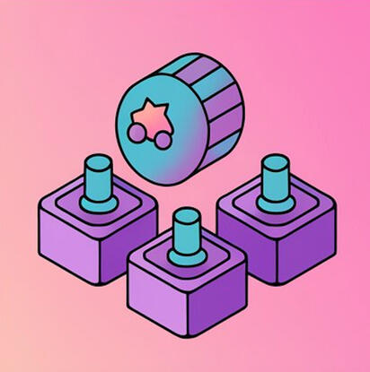 cog and three blocks with pegs